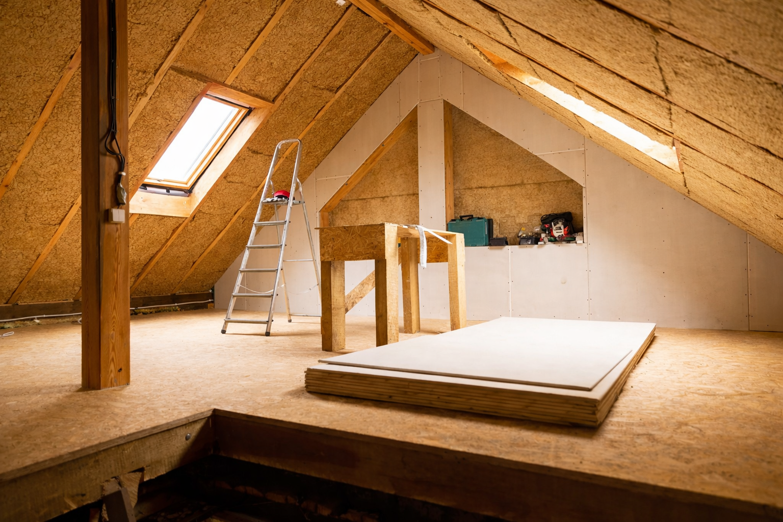 Chantier d’éco-rénovation intérieure avec matériaux durables